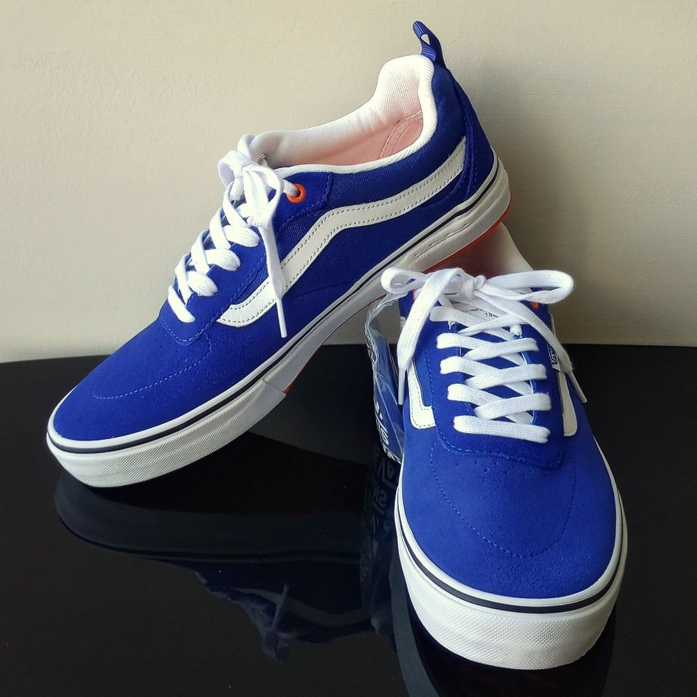 Vans Men's Kyle Walker Suede / Canvas Sneaker in Awesome Athletic Blue / Orange - Picture 12 of 14